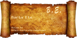 Barta Ete névjegykártya